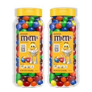M&M’s Peanut Chocolate Candy Party Size Jar, Resealable Container, 23 oz (652g), Pack of 2
