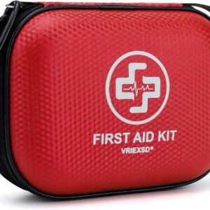 Mini First Aid Kit - 150 Piece Small Waterproof Hard Shell Medical Kit for Home