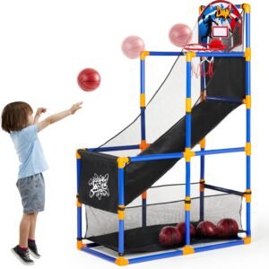 JOYIN Arcade Basketball Game Set with 4 Balls and Hoop for Kids 3 to 12 Years Old Indoor Outdoor Sport Play