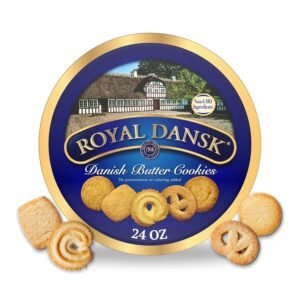 Royal Dansk Danish Butter Cookies, Traditional Assorted Butter Cookies Tin, 24 oz (681g)
